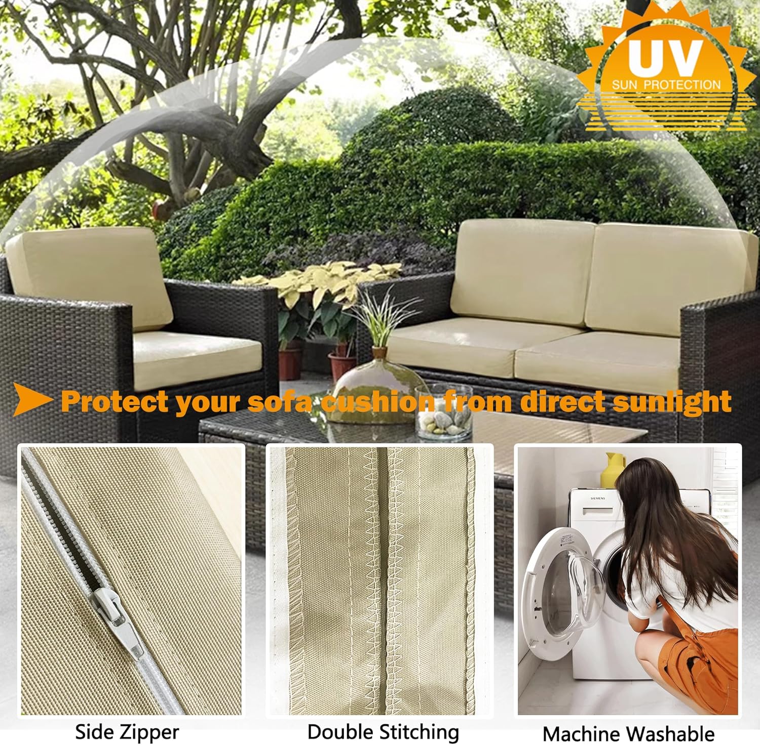 Patio Cushion Covers 24x24 Waterproof Outdoor Cushion Covers for Patio Furniture 4Pack Patio Cushion Slicovers Replacement Outdoor Seat Cushion Slip Cover for — image 5