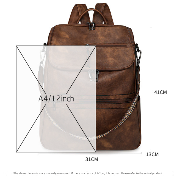 Blue Stylish Anti-Theft Backpack for Women - Vintage PU Leather Convertible Rucksack & Shoulder Bag — image 2