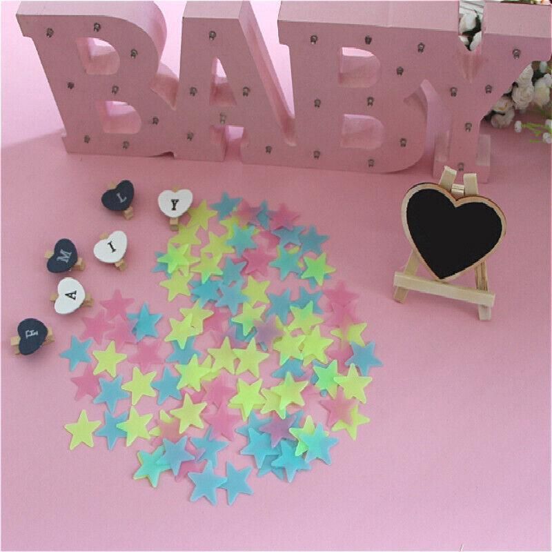 100 Pieces Glow-in-the-Dark Luminous Star Wall Stickers for Bedroom or Ceiling Decor - Blue โ image 4