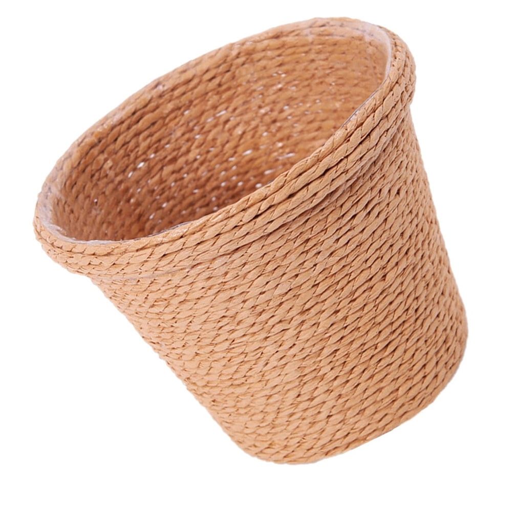 1Pc Khaki Straw Flowerpot Retro Planter with Plastic Liner for Indoor Use