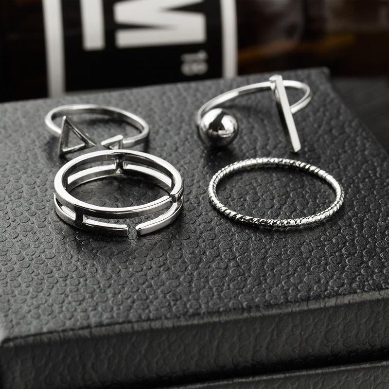 4Pcs Sterling Silver for WomenWrap Cuff Simple Band Hypoallergenic Adjustable Summer Beach Jewelry Set