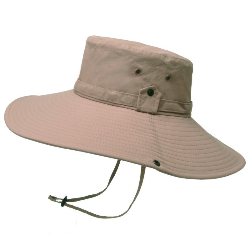 12cm Wide Brim UV Protection Safari Hat, Waterproof Foldable Bucket Hat for Hiking Fishing - Khaki