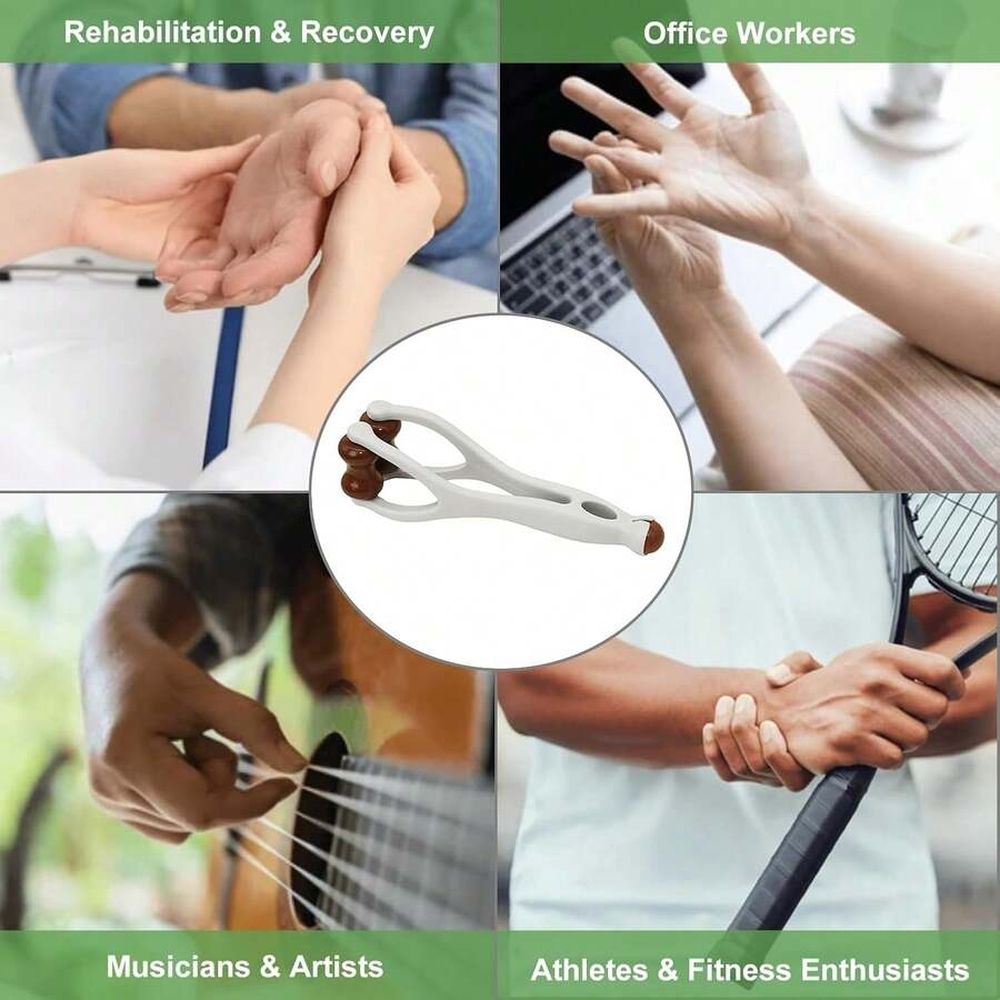 2-piece set of natural wooden acupoint massage rollers - portable double-sided hand and finger massage