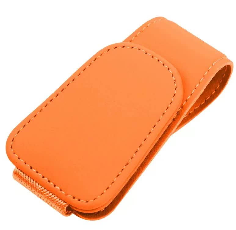 2 Pcs Orange PU Leather Car Visor Sunglasses Holder - Multi-Functional Clip for Glasses, Cards & Tickets, 9.5 × 4.5cm