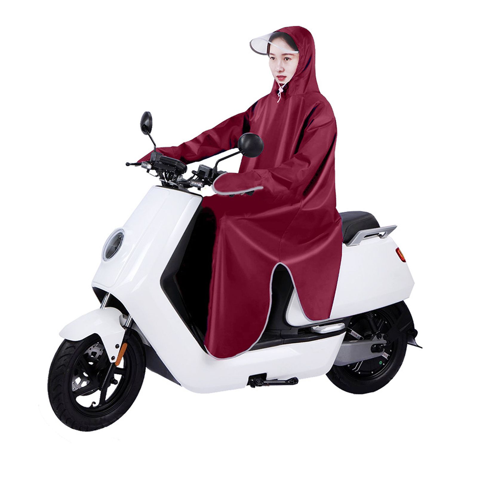 Electric Bike Raincoat Enlarged Protection Oxford Cloth Adults Sleeve Rain Poncho for Cycling Wine Red 5XL โ image 2