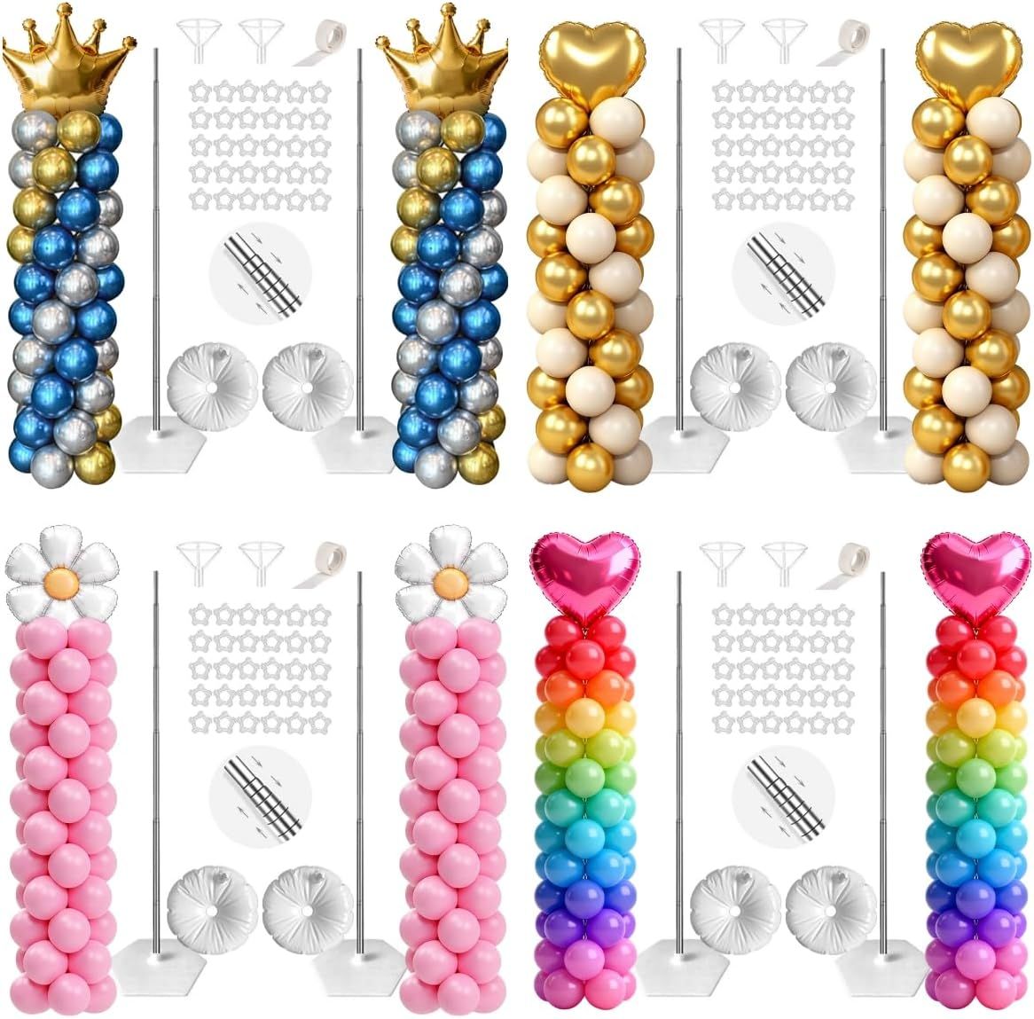 2Pcs Adjustable Metal Balloon Column Stand Kit with Water Base for Birthday Wedding Party Decoration, Reusable Telescopic Pole Set for DIY Balloon Garland Arch — image 2