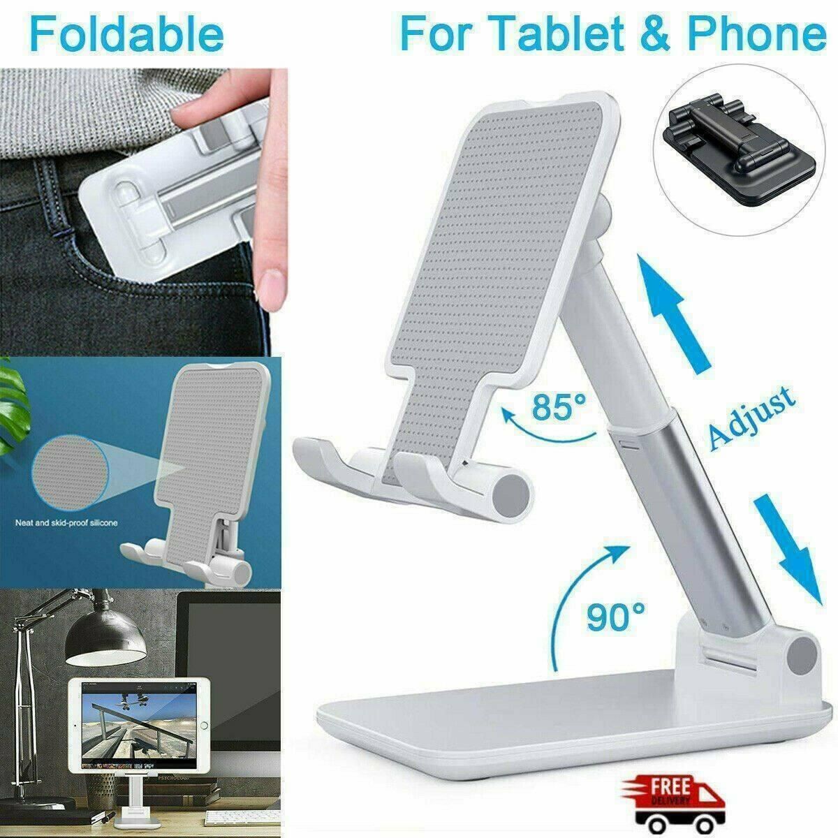 Foldable Adjustable Universal Desk Stand Holder For Mobile Phone Tablet Portable - Pink — image 6