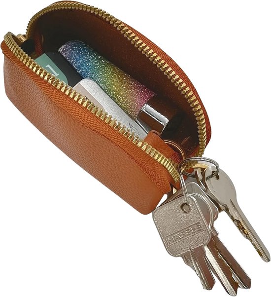 Mini Keychain Pouch/Coin Holder - Key Holder, Coin Organizer, Wallet for Women and Men, Keychain Protector (Brown) — image 4
