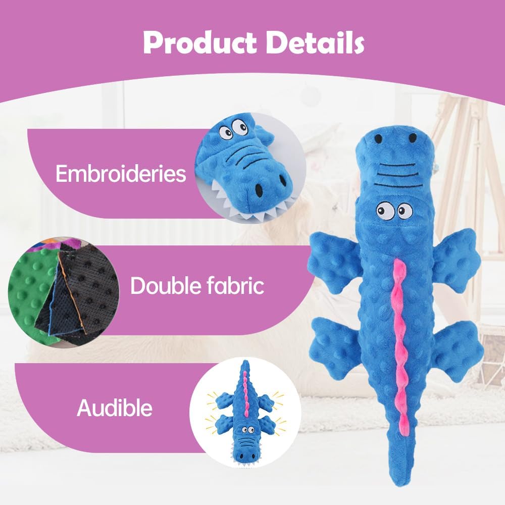 Interactive Dog Toys, 2026 New Cute Squeaky Chew Toys for Dogs, Durable Soft Plush with Squeaker Aggressive Chewers Small Medium Large Breed Dogs (Blue) Blue โ image 3