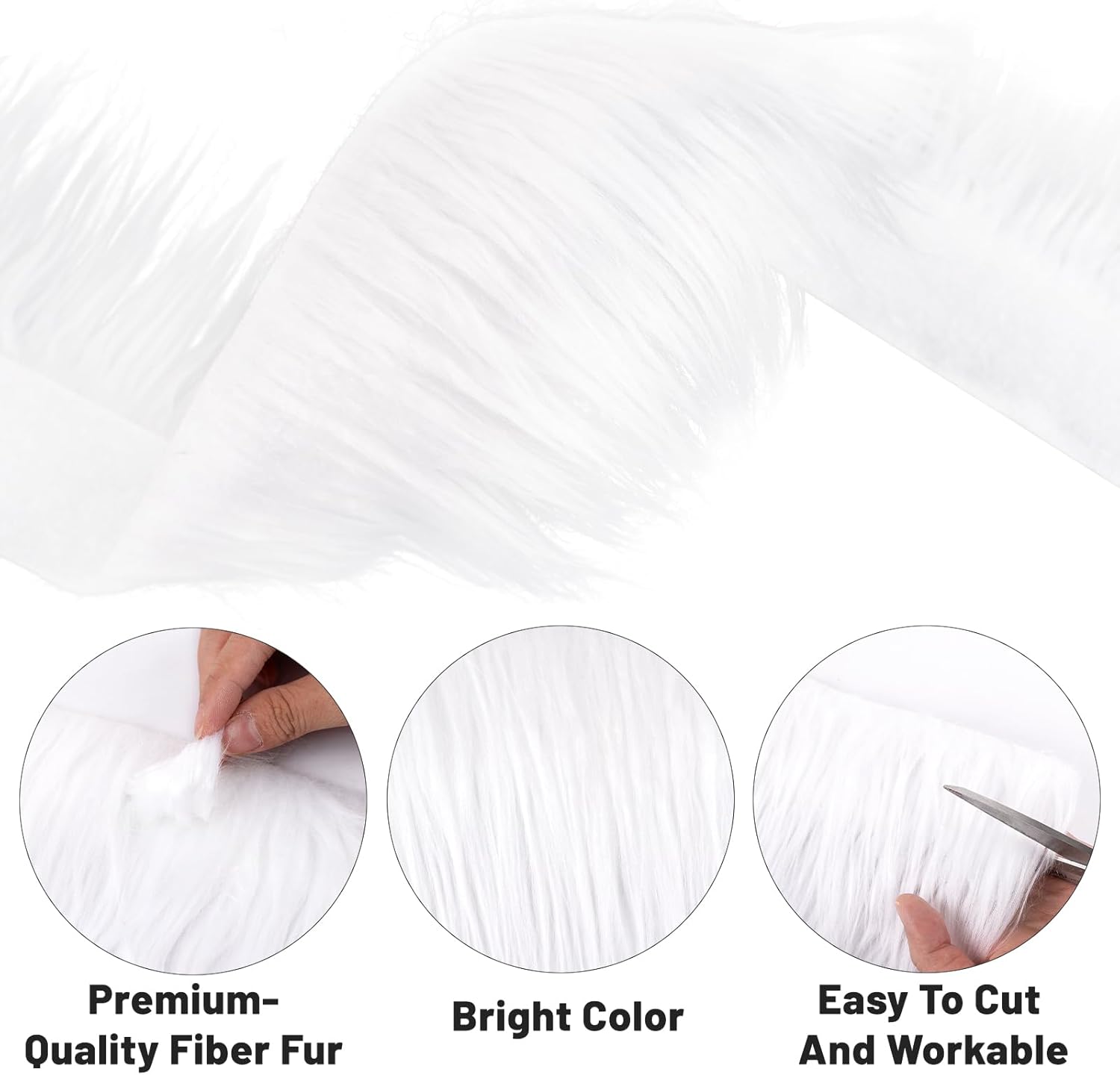Shaggy Plush Faux Fur Fabric 2x60Inch White Faux Fur Trim by The Yard Precut Strip Fluffy Fuzzy Christmas Craft Furs Ribbon for Christmas Tree Decor Wreath โ image 3