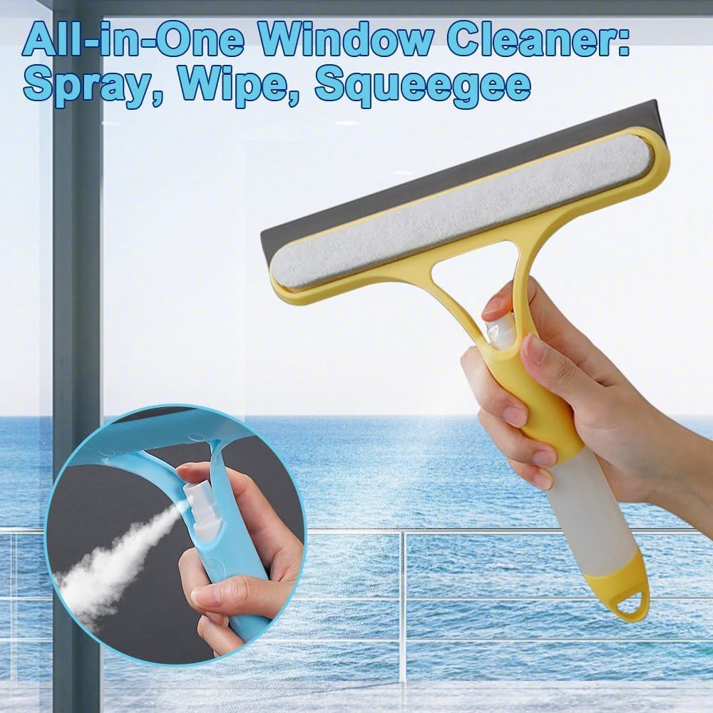 3-in-1 Window Wiper with Spray - Squeegee, Washer & Microfiber Cleaner for Streak-Free Windows, Showers & Cars - Set of 1 โ image 3