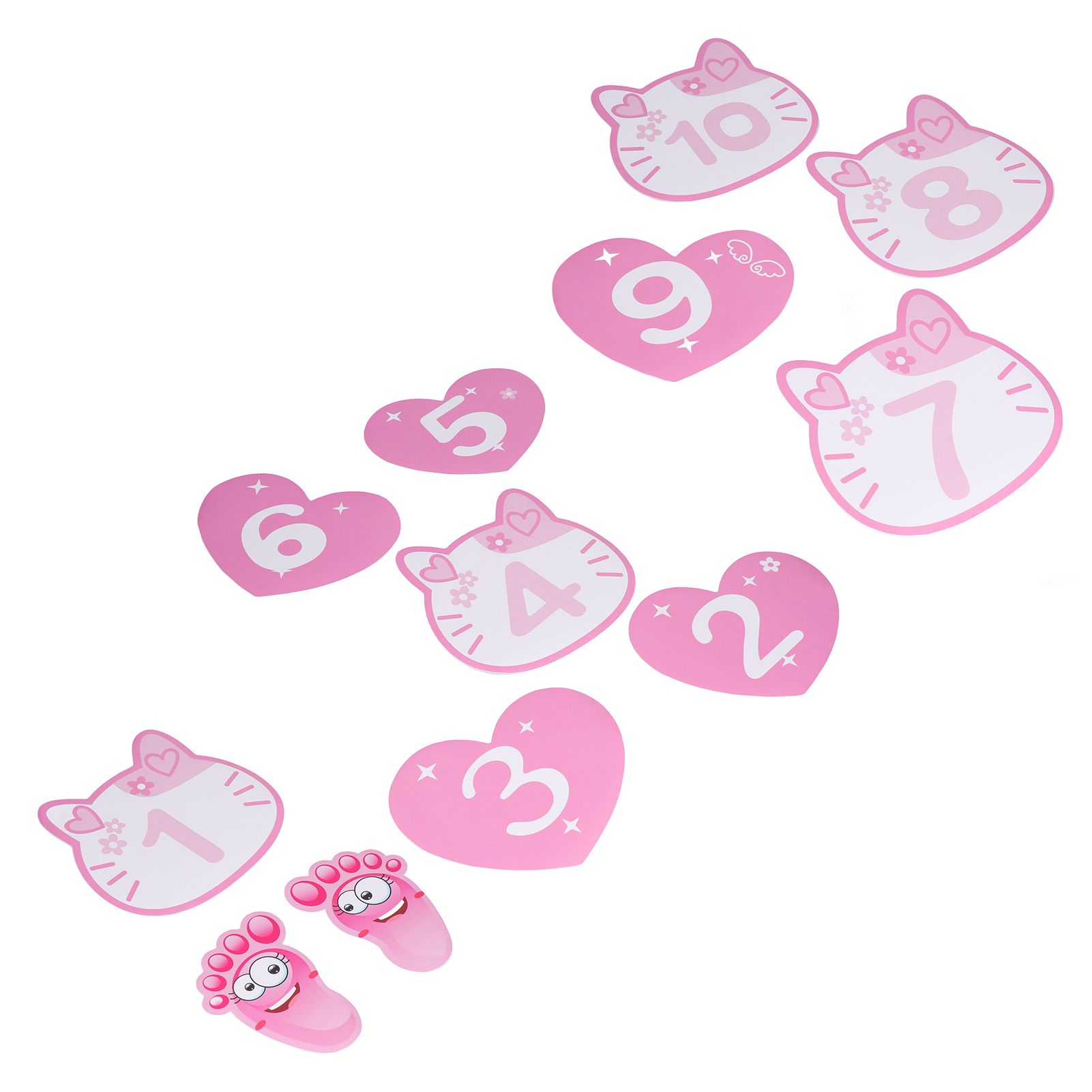 Removable 10 Number Hopscotch Stickers Children Room Floor Decoration Pink Cartoon Number Hopscotch Footprints Stickers โ image 3