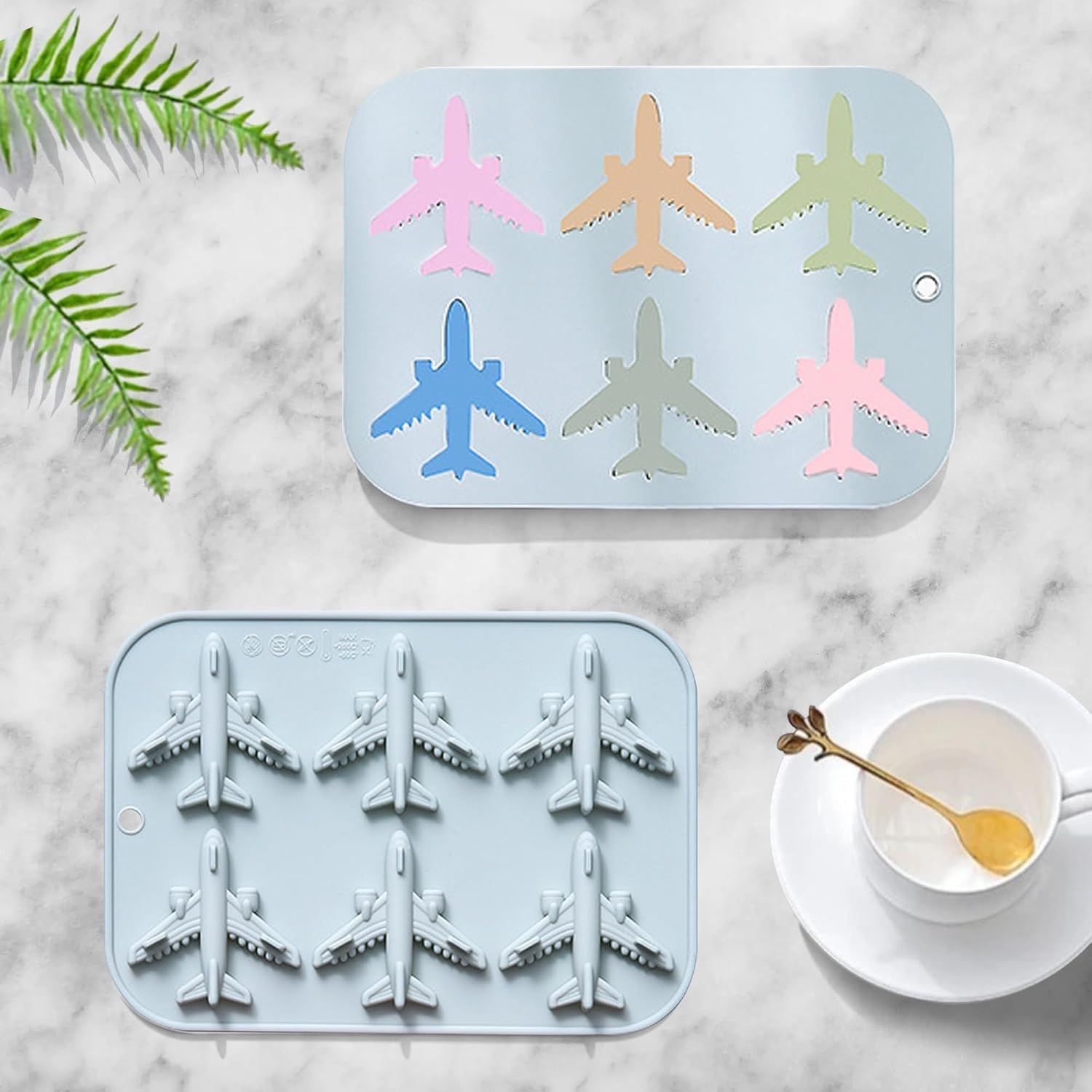 Airplane Fondant Silicone Mold, 3D Airplane Ice Cube Tray, Aircraft Silicone Chocolate Candy Mold, Airplane Shape Baking Mould for Mousse, Jellies, Cookies — image 2