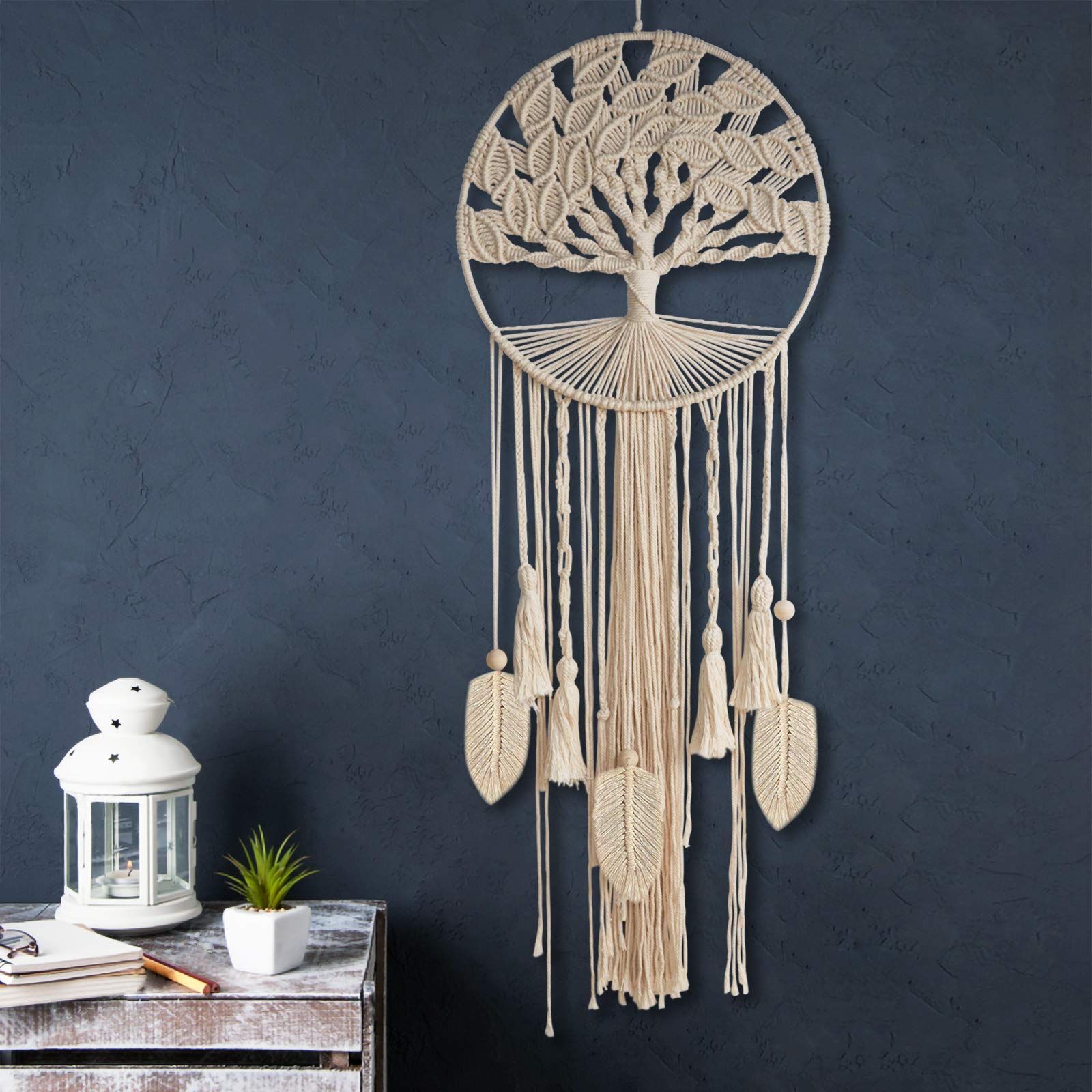 Wall Hanging Large Dreamcatcher Woven Boho Dream Catchers for Home Bedroom Nursery Wedding Decor (Feather)