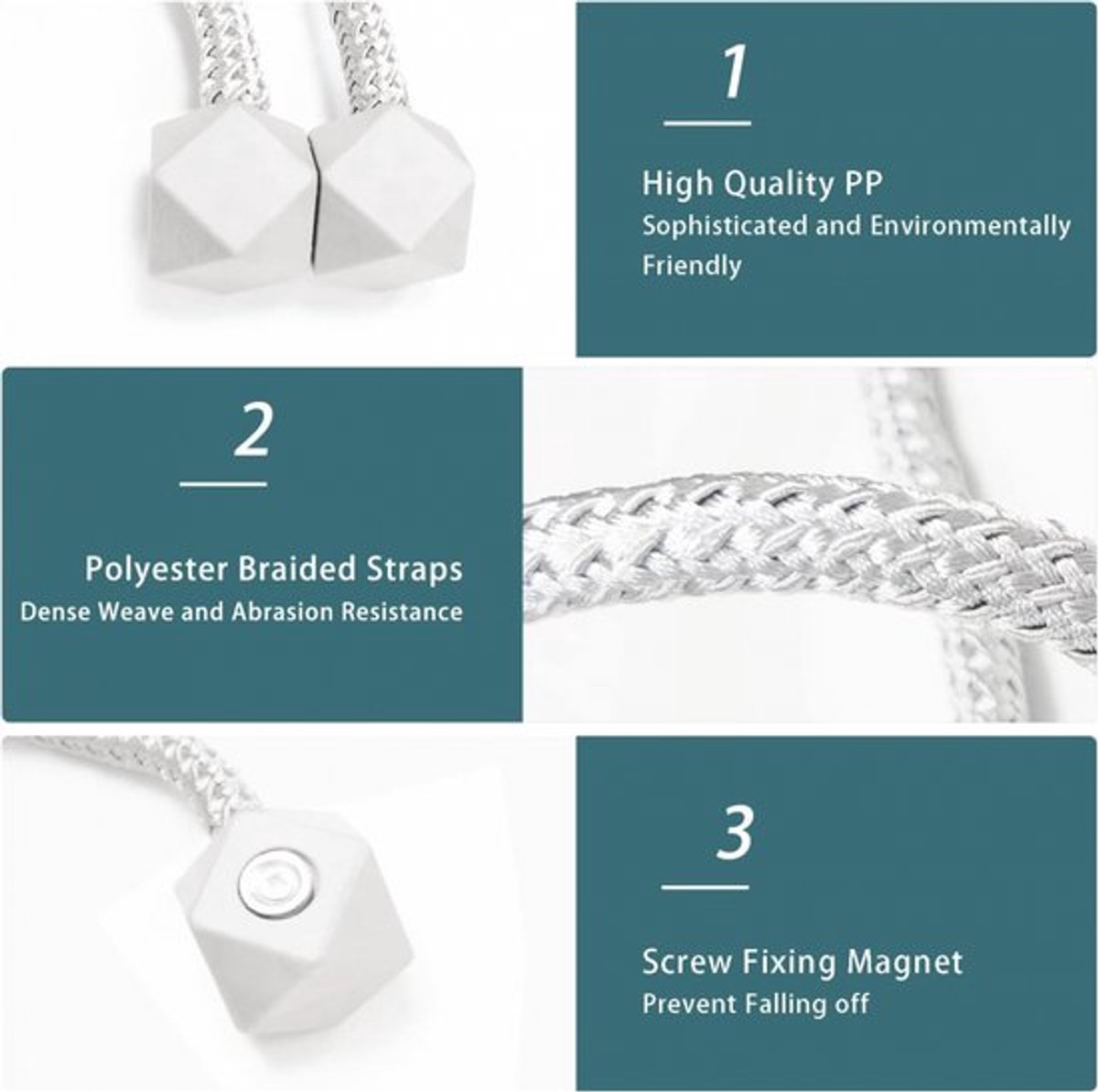Luxury Curtain Holder - 6 Pieces - Curtain Hook - Magnetic Curtain Cord - Magnetic Curtain Holders - Curtain Tie - Curtain Clamps - Curtain Fixing - Curtain — image 5