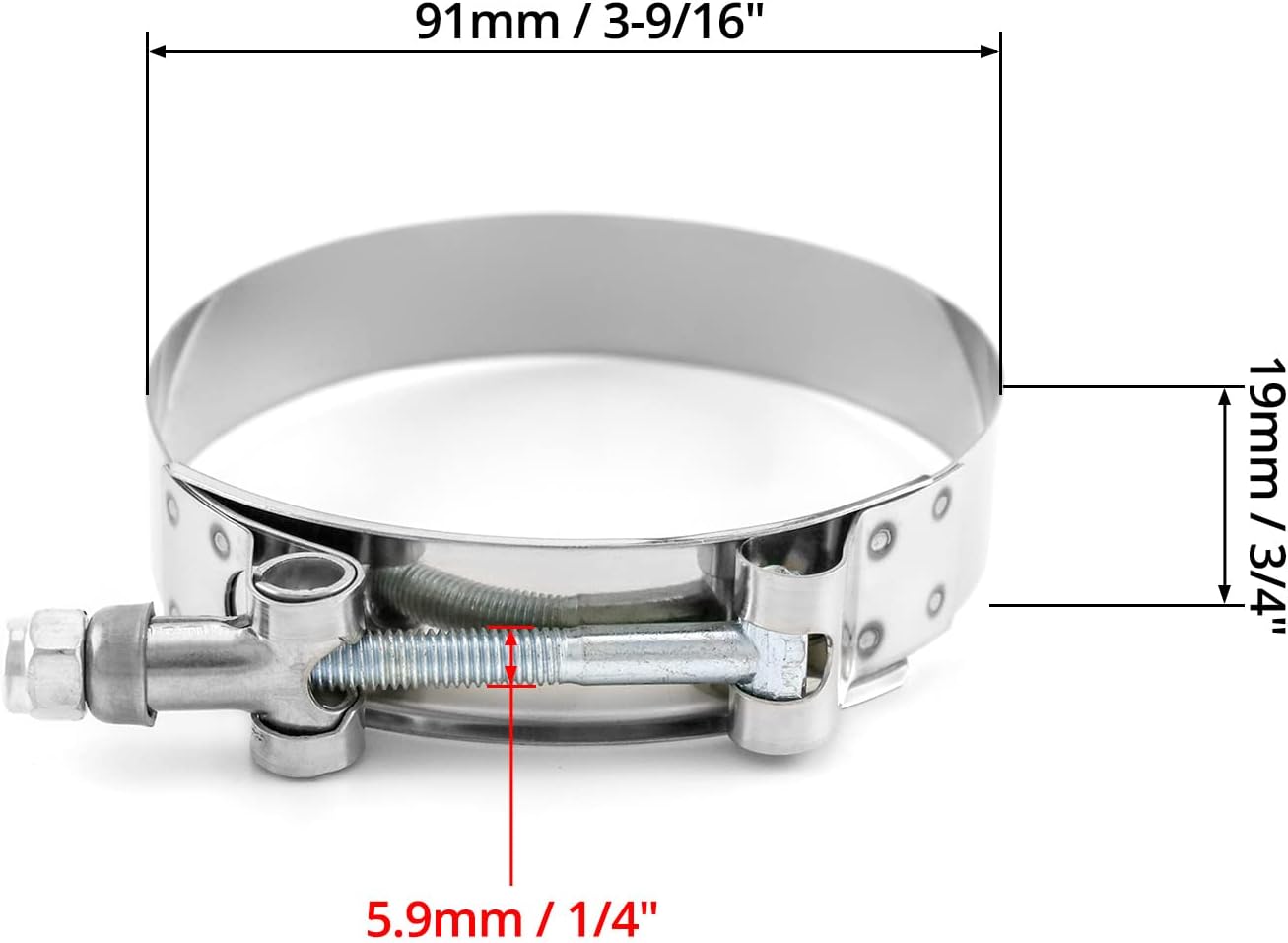 3" T-Bolt Hose Clamp Stainless Steel, Working Range 83mm-91mm for 3" Hose ID, Turbo Intake Intercooler Clamp, 4 Pack โ image 4