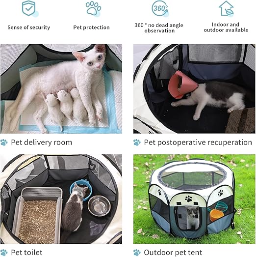 Portable Pet Playpen with Oxford Cloth, Foldable Octagon Dog & Cat Tent, Indoor & Outdoor Use size 74*74*43cm — image 3
