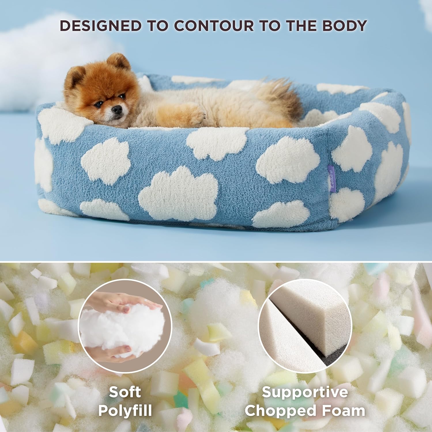 91x68x20 CM Cute Square Plush Pet Bed with Removable Cover & 5 Bolsters Support - Brown Plaid Machine Washable Calming Dog & Cat Sofa โ image 2