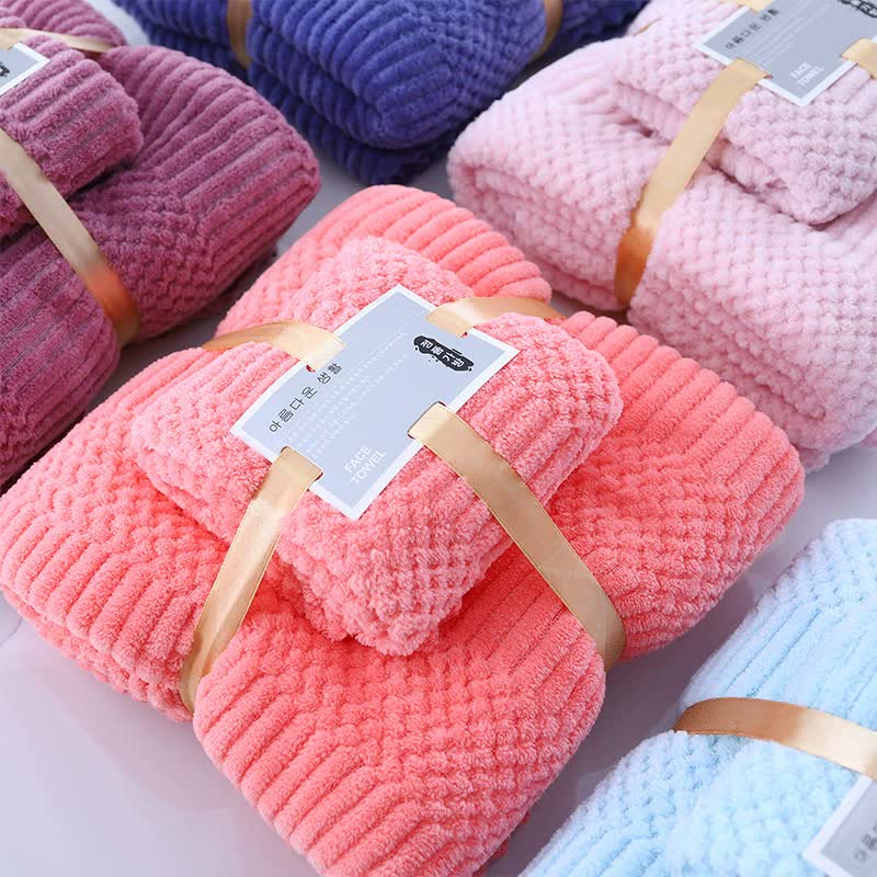 (2 PCS Light Blue) Coral Fleece Towel and Bath Towel Set - Ultra Soft, Absorbent, and Lint-Free for Home and Spa โ image 2