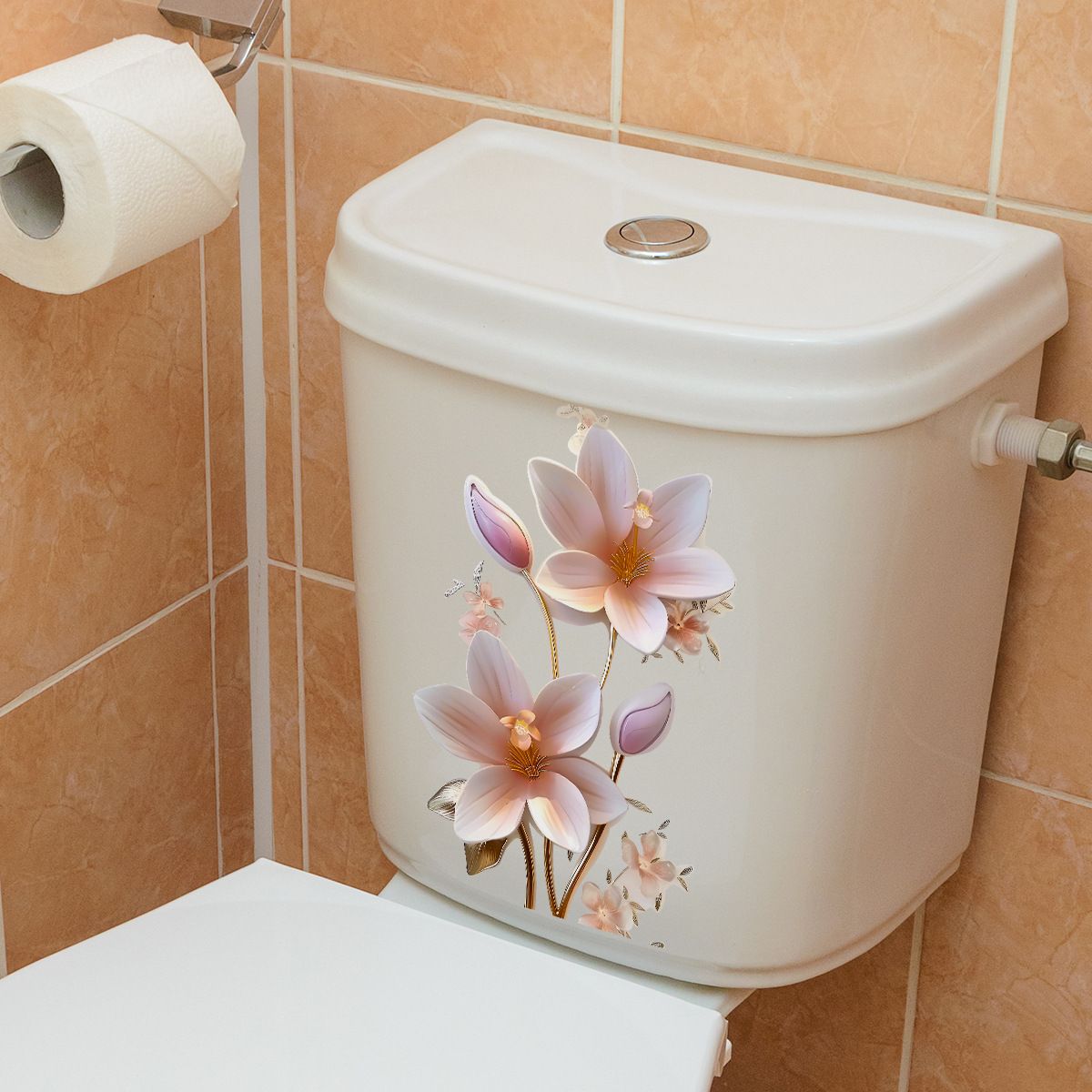 2pc 3D Toilet Sticker, Self-Adhesive Wall Stickers, Bedroom Entryway Living Room Porch Wall Stickers Removable — image 3