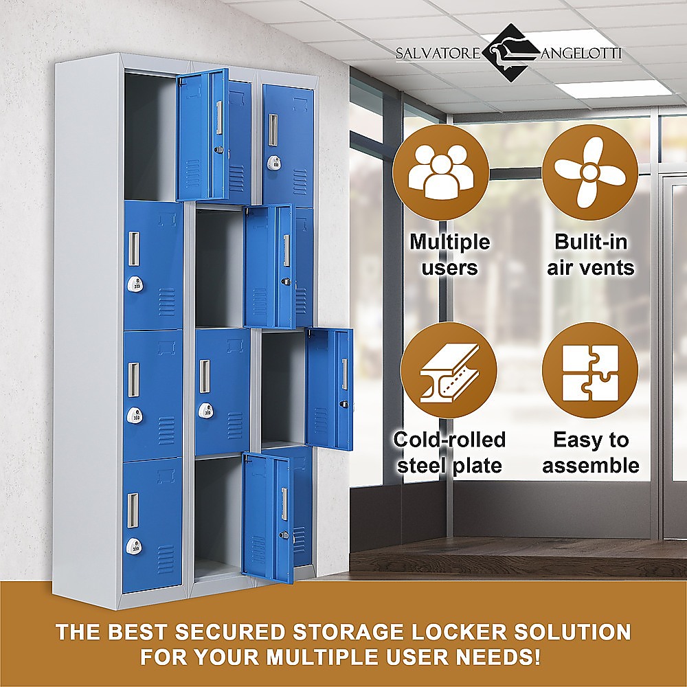 12-Door Locker for Office Gym Shed School Home Storage - 3-Digit Combination Lock โ image 5