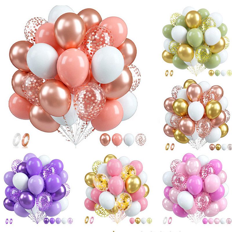 60-Piece 12-Inch Assorted Latex Balloon Set, Heavy-Duty Latex Balloons + Glitter Balloons + Ribbons, Birthday Party & Wedding Decorations, Multi-Color — image 4