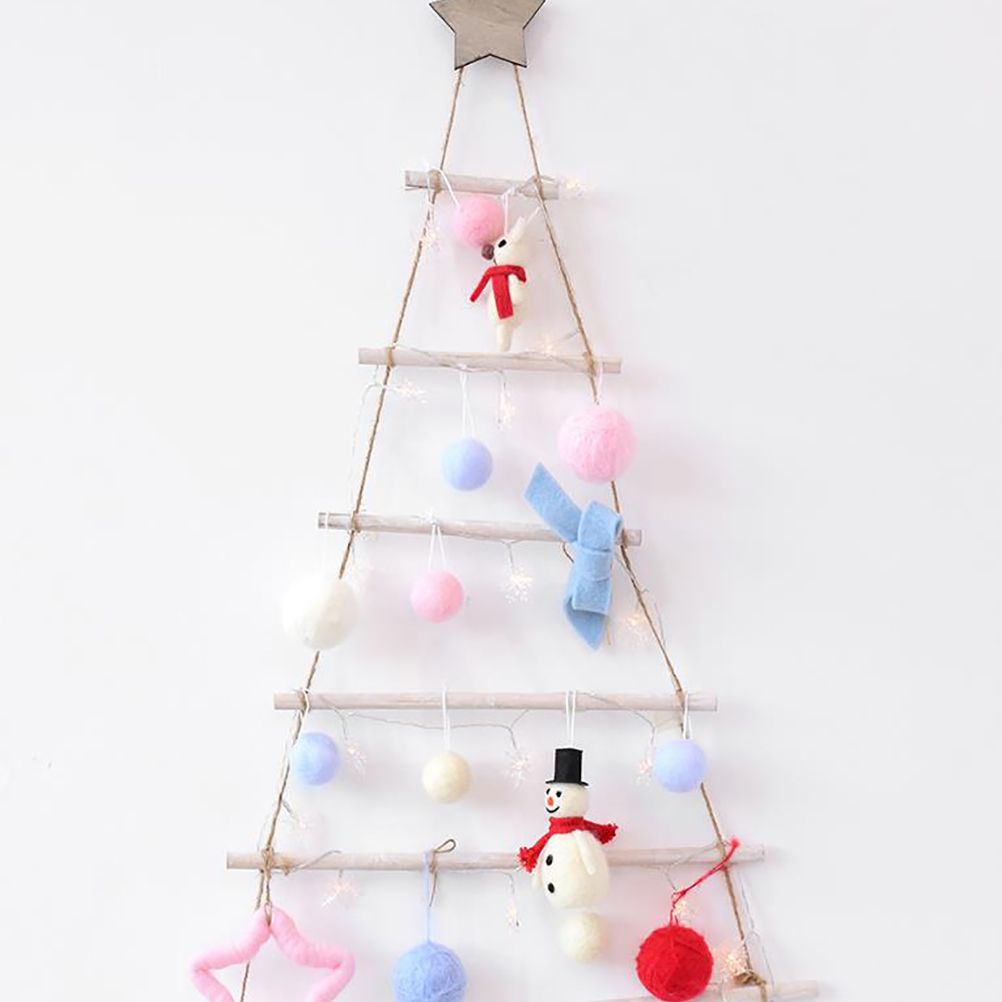 Wooden Hanging Ornaments with Star and Rope Decoration for Wall Christmas Tree — image 6