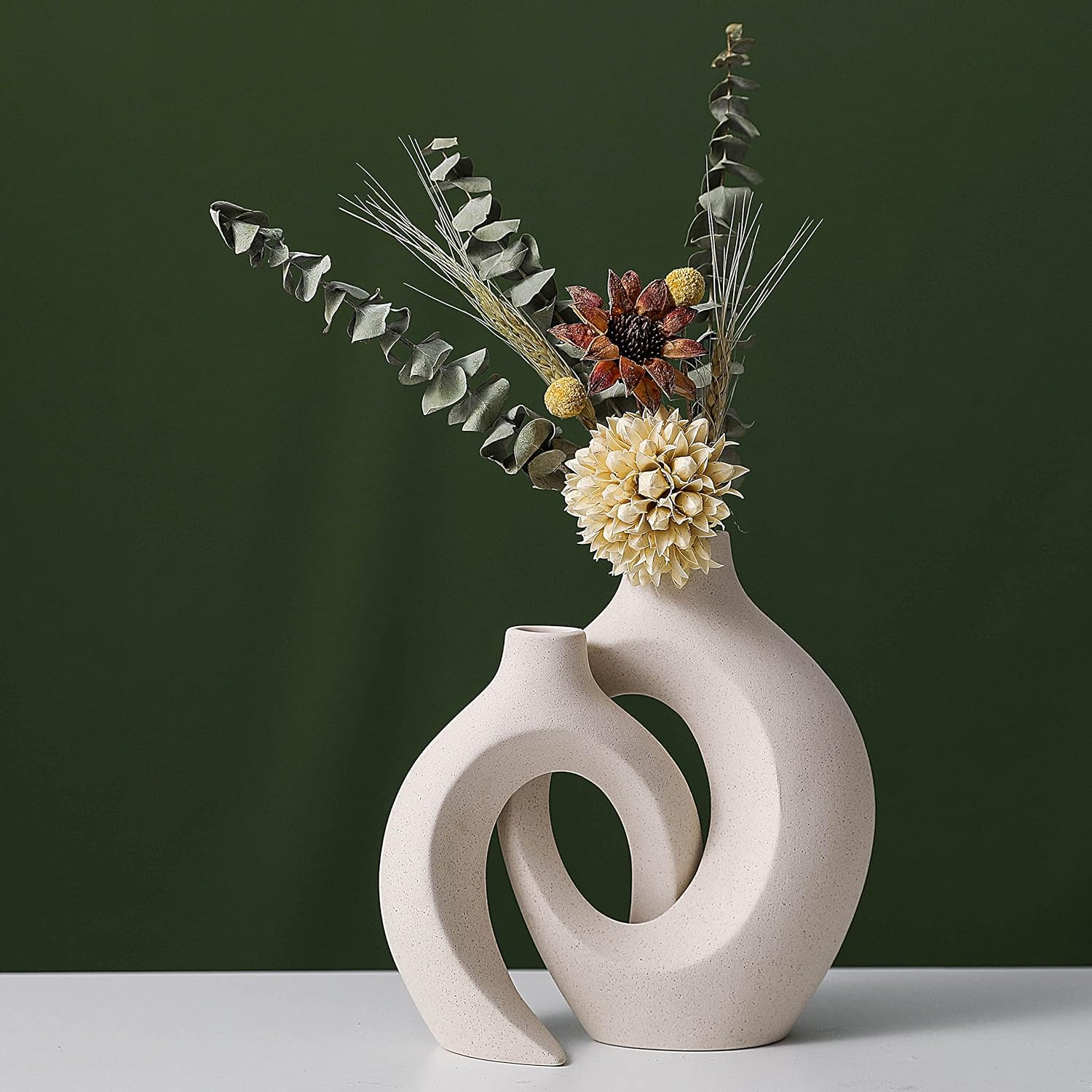 Ceramic Set of 2 Creative White Vases for Home Decor — image 4