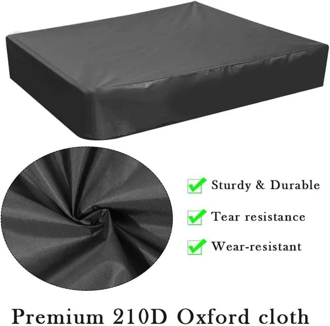 Waterproof Sandbox Cover 120x120cm, Black, Oxford Fabric UV Protection Dustproof with Drawstring, Portable for Garden Pool Furniture — image 4