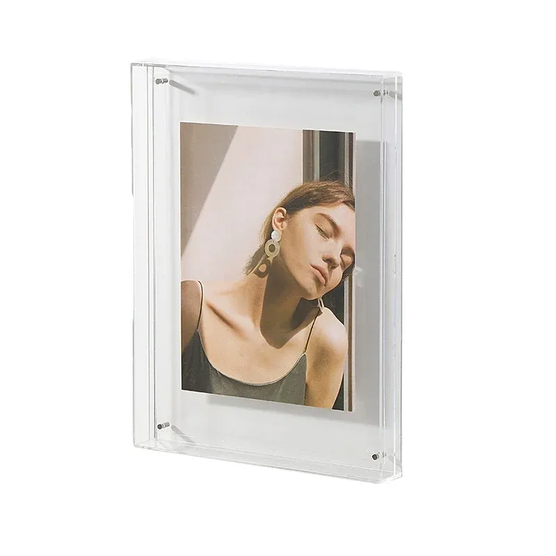 Acrylic Photo Frame Double-Sided Clear Display with Screw Mount โ 16x21cm - Transparent