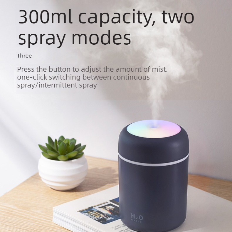 Mini Colorful Cup Humidifier, 300ml Portable USB Cool Mist Humidifier with 7-Color Night Light, for Car, Bedroom, Desk, and Office - White — image 3