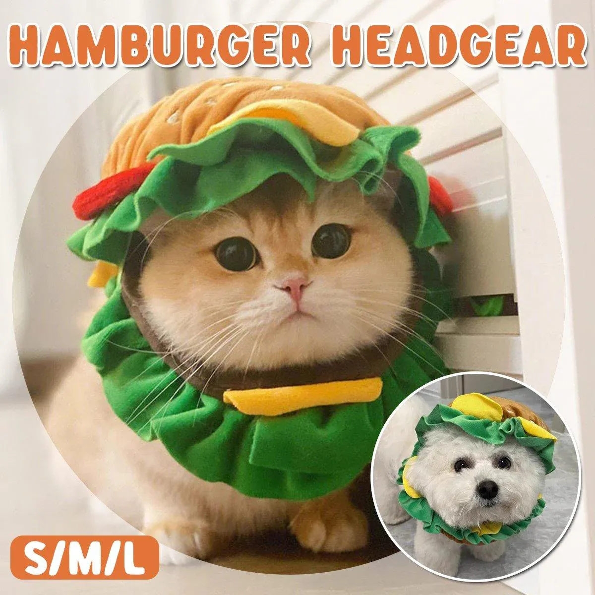 Cute Pet Hamburger Headgear Headdress for Dogs Cats Fun Costume Pet Accessory - Medium — image 2