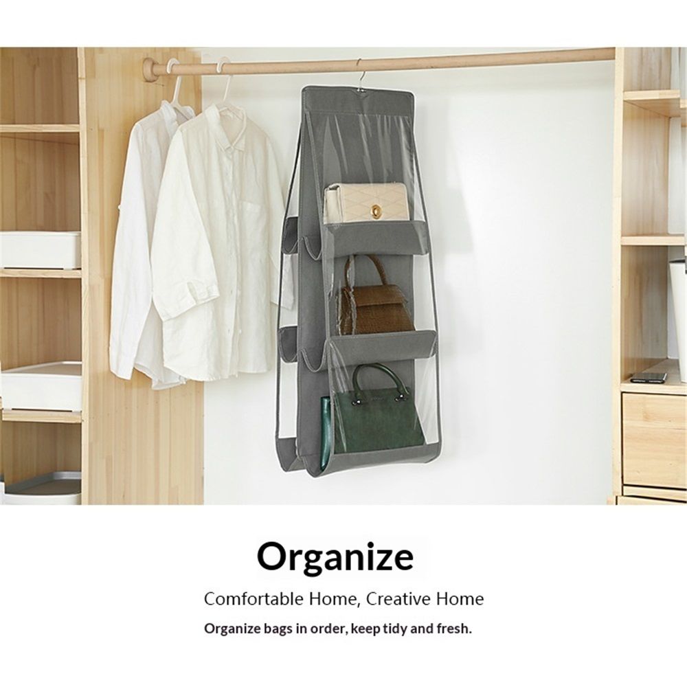 2 pack Medium and Large Handbag Hanging Purse Organizer for Closet, Handbag Storage Hanger Organizer for Family Closet Bedroom, Foldable and Universal Fit — image 3