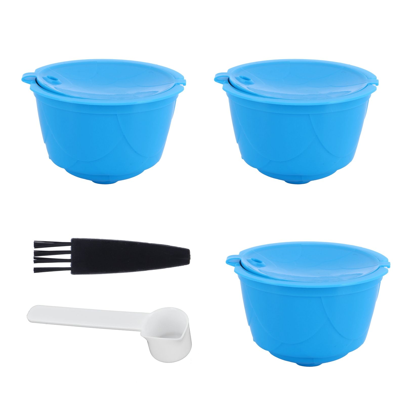 Refillable Coffee Capsule Filter Cup Kit Accessories for DOLCE GUSTO Coffee Machine(Blue 3 Capsules1 Spoon 1 Brush) — image 2