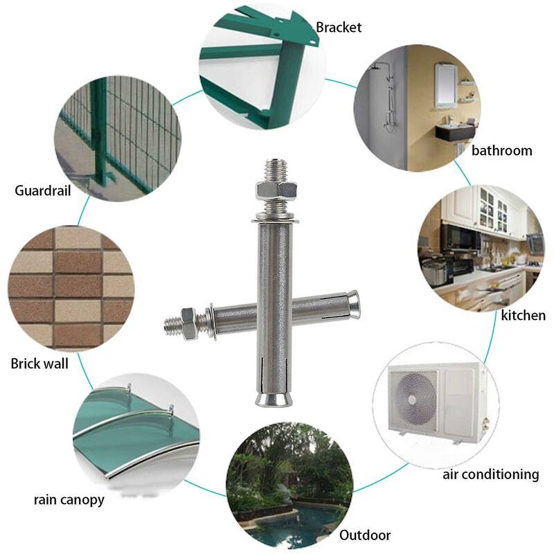 M6X100Mm Hex Expansion Bolts 304 Stainless Steel Expansion Screws Heavy Duty Concrete Anchors Fixing Screws For Wall โ image 4