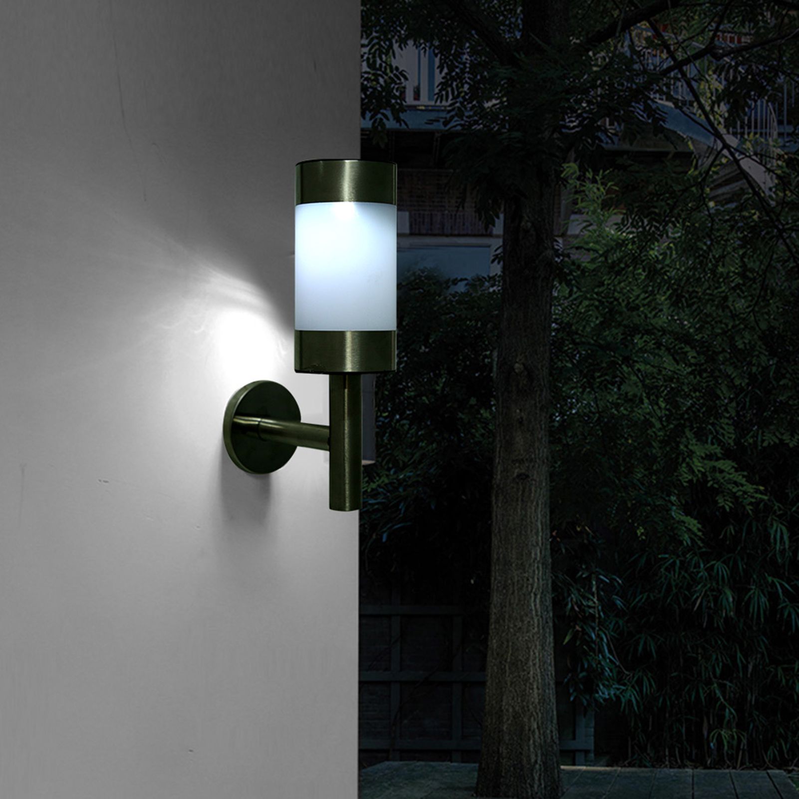 2Pcs Stainless Steel LED Solar Power Wall Mount Light Outdoor Garden Yard Sensor Lamp — image 3