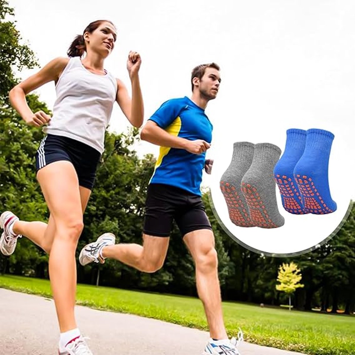 Non-slip socks (2 pairs) - Yoga socks - Non-slip yoga socks for women - Non-slip sports socks for adults - 100% cotton - Sports - Yoga - Pilates - Gymnastics โ image 2