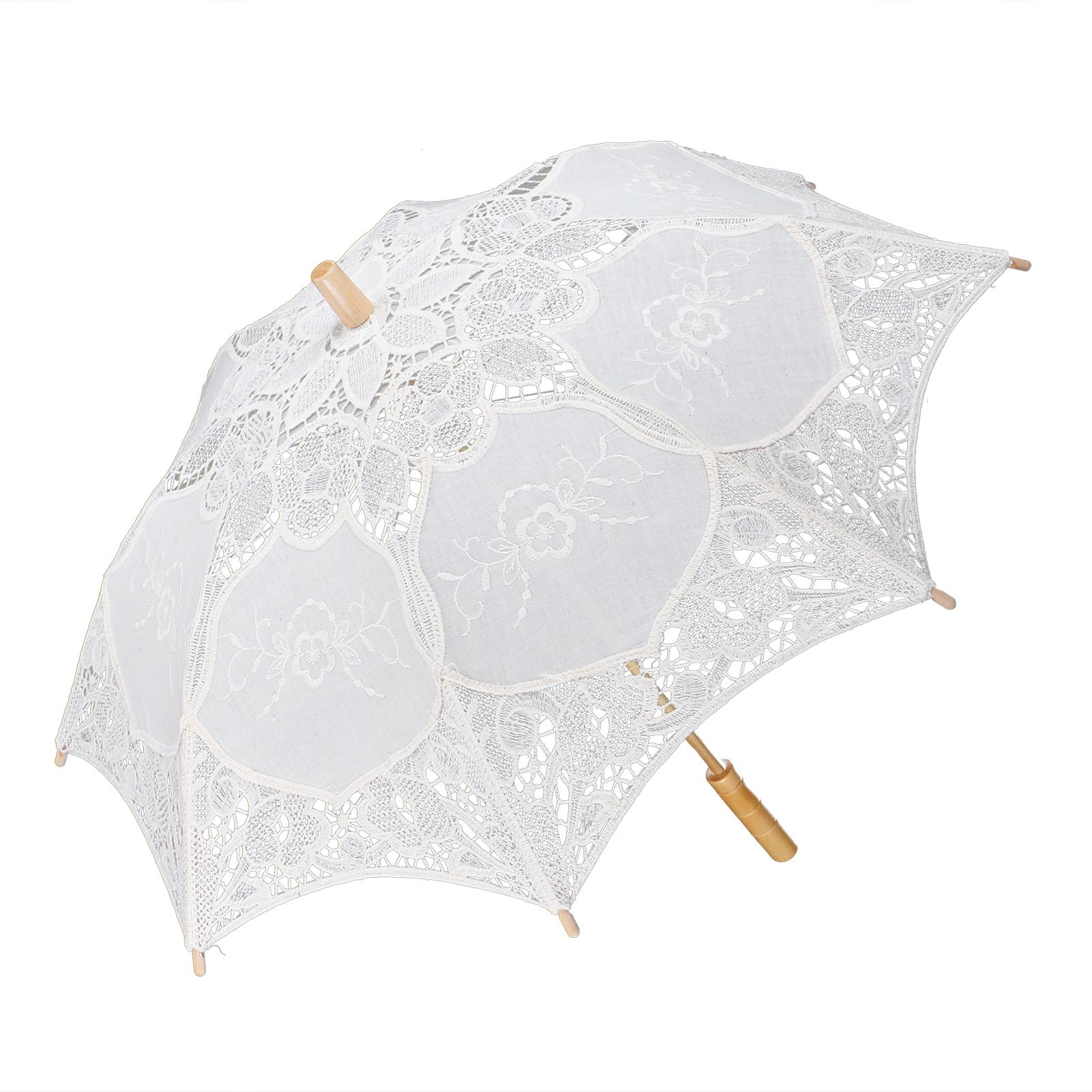 Lace Umbrella Wedding Bridal Parasol Umbrella for Photography Props Wedding SuppliesL White β image 4