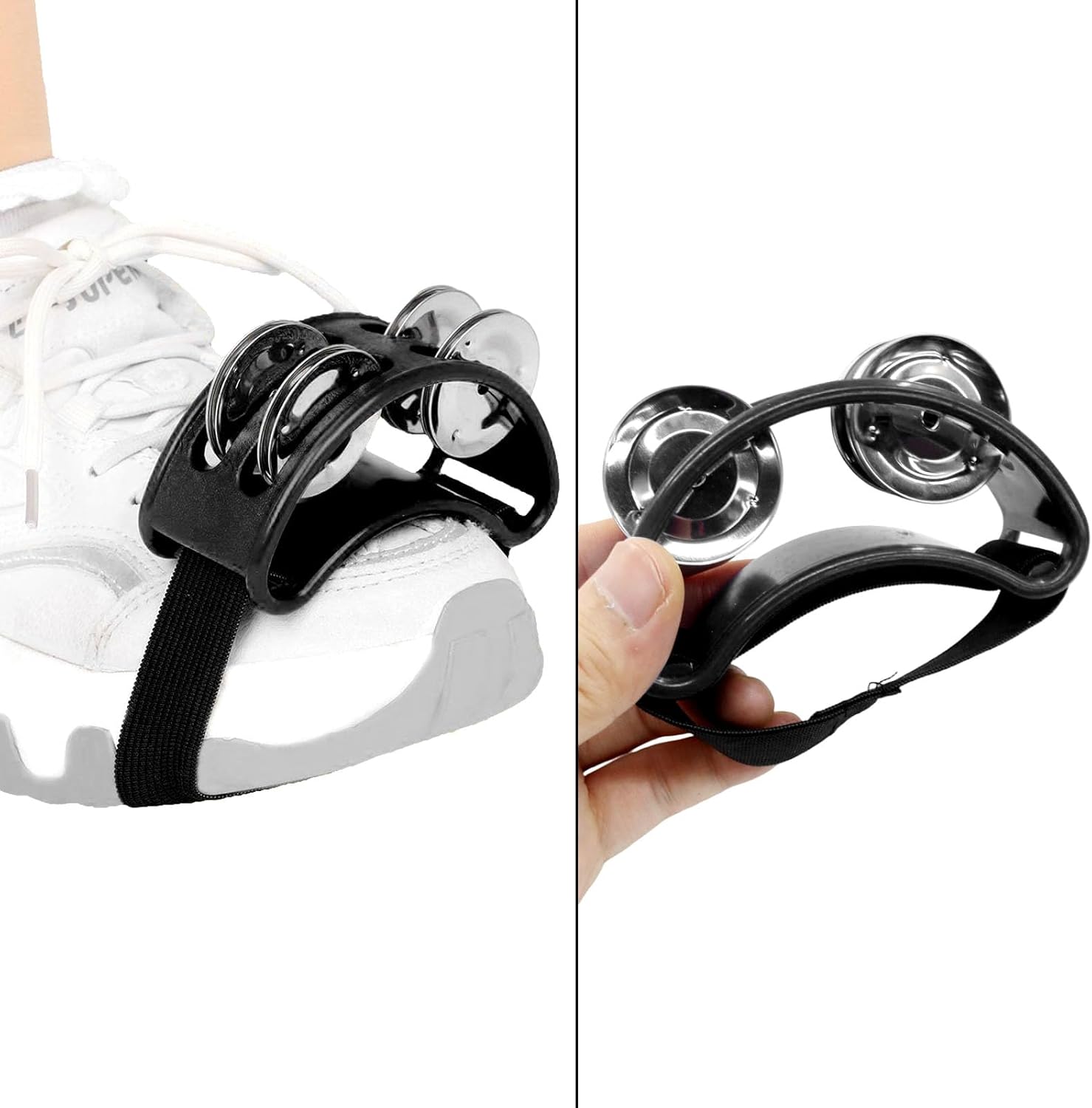 2 PCS Foot Tambourine Percussion Musical Foot Tambourine Pedal Steel Jingle Bells, Percussion Instrument Foot Shaker Adjustable, Steel Jingle Bells for Drum & โ image 4