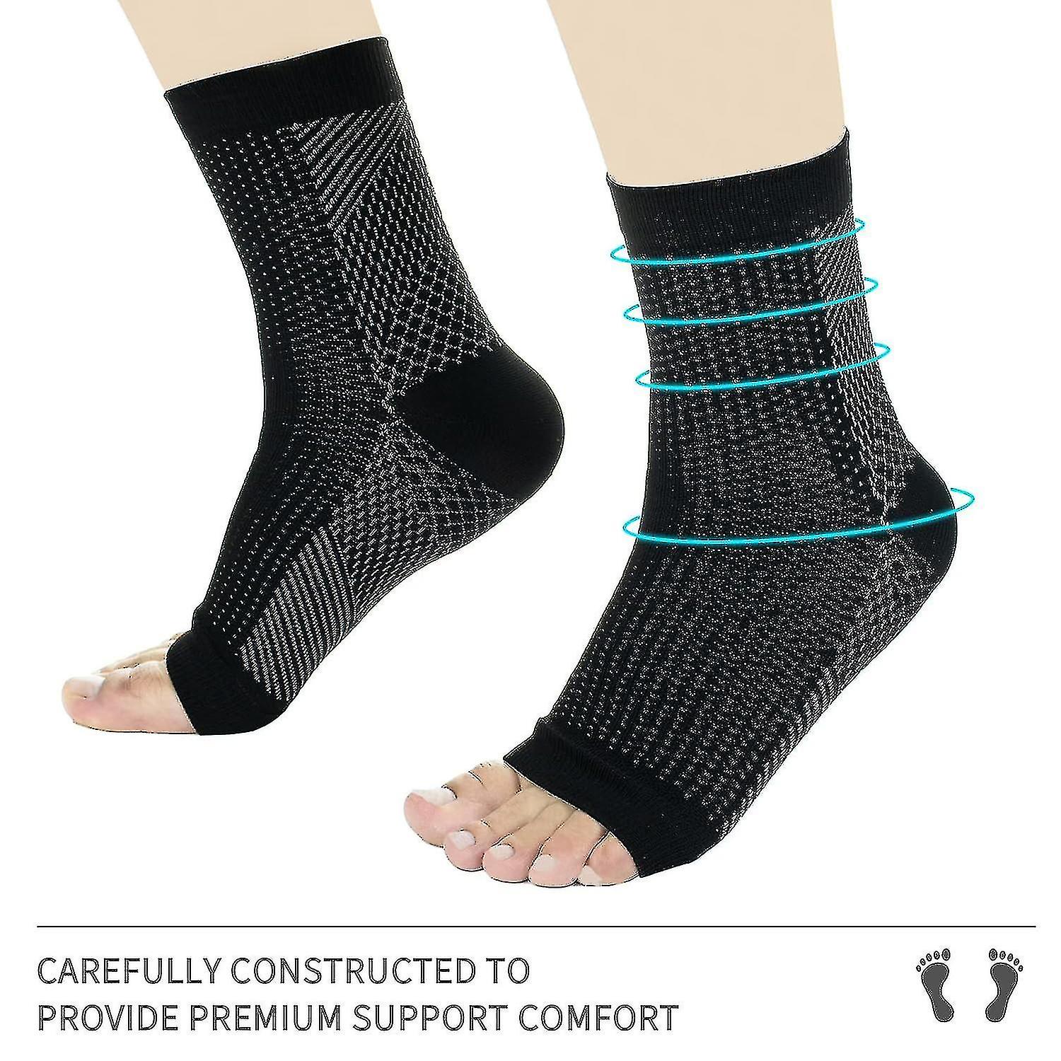 pairs of neuropathy socks, soothing socks for neuropathy pain, tendinitis compression socks, plantar fasciitis, neuropathy - Black - L XL โ image 4