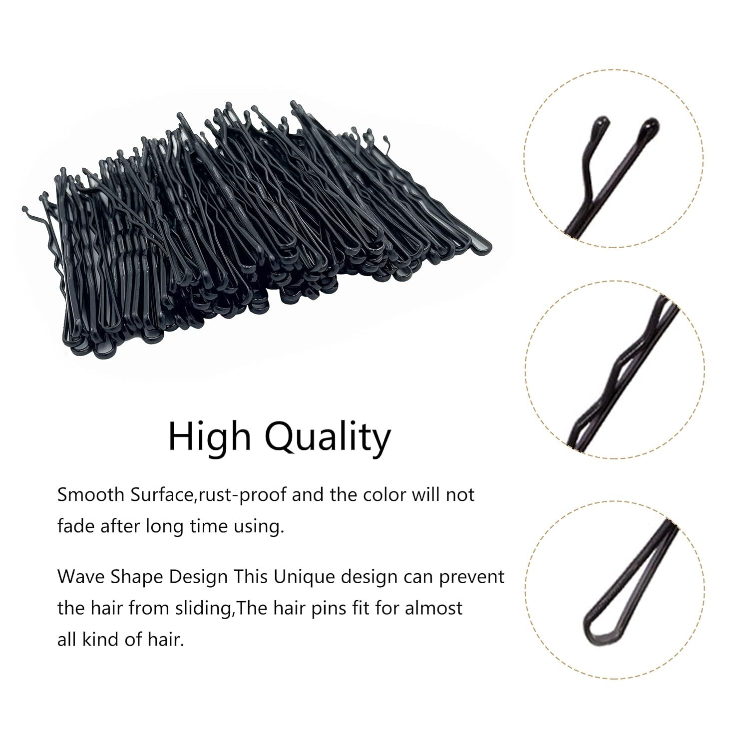 600PCS 2.16Inches Hair Pins Kit Secure Hold Bobby Pins Clips for Women Girls and Hairdressing Salon With Clear Storage Box(Black) — image 2