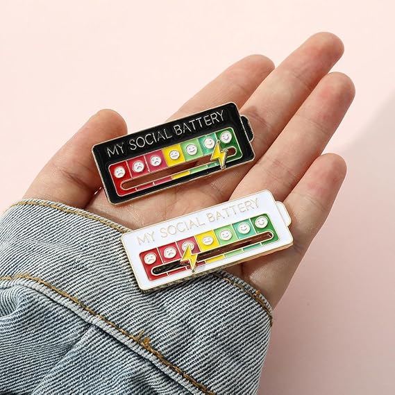 2 pcs MY SOCIAL BATTERY, Funny Social Mood Brooch Pin for 7 Days, Pin Funny Social Battery Brooch Badge Mood Pin Badge Cute โ image 6