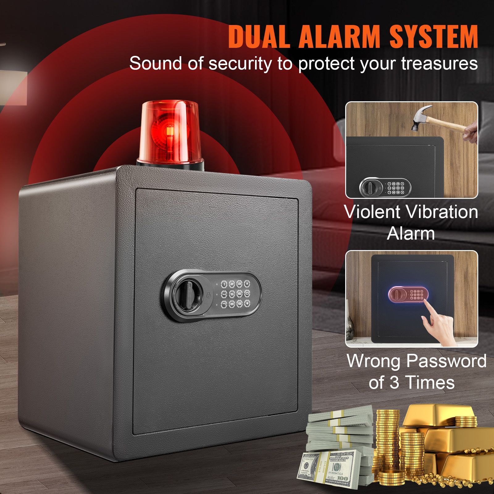 Safe 1.8 Cubic Feet Home Safe Steel for Cash Gold 15.75 × 13 × 16.9 inch — image 5