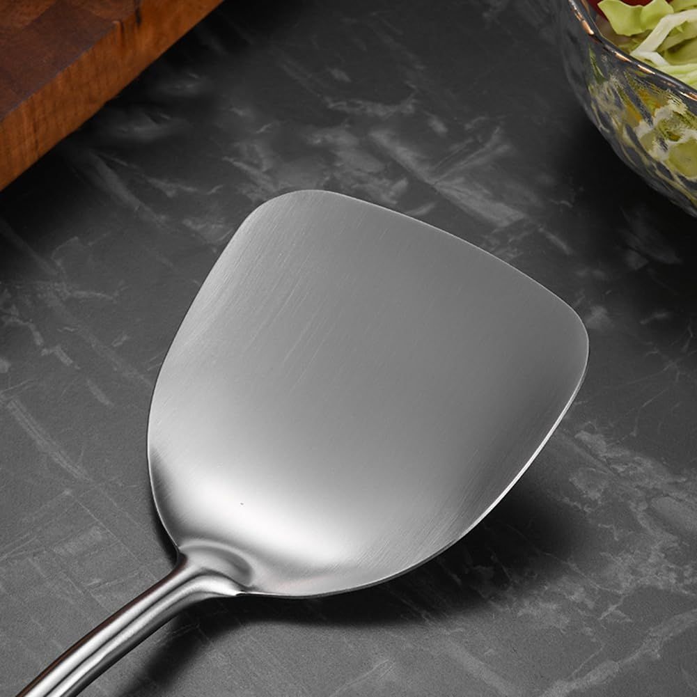 2 Pieces Wok Spatula, Stainless Steel Spatula with Heat Resistant Wooden Handle Wok Utensils,Silver โ image 5
