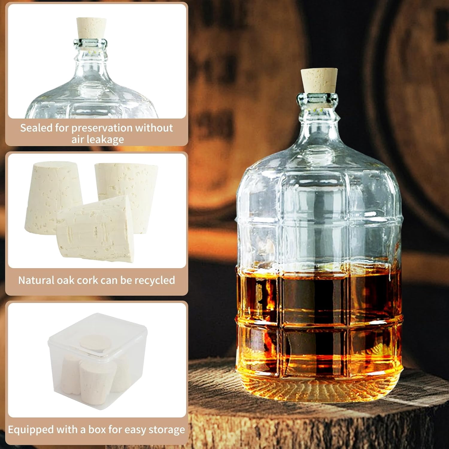 2 Pcs Carboy Cork Stopper Glass Carboy Cap for 1, 3, 5, 6 Gallon Glass Water Jug 1 x 1.5 x 1.6 Inches Soft Cork Plug Wood Tapered Fermentation Cap Cork — image 3