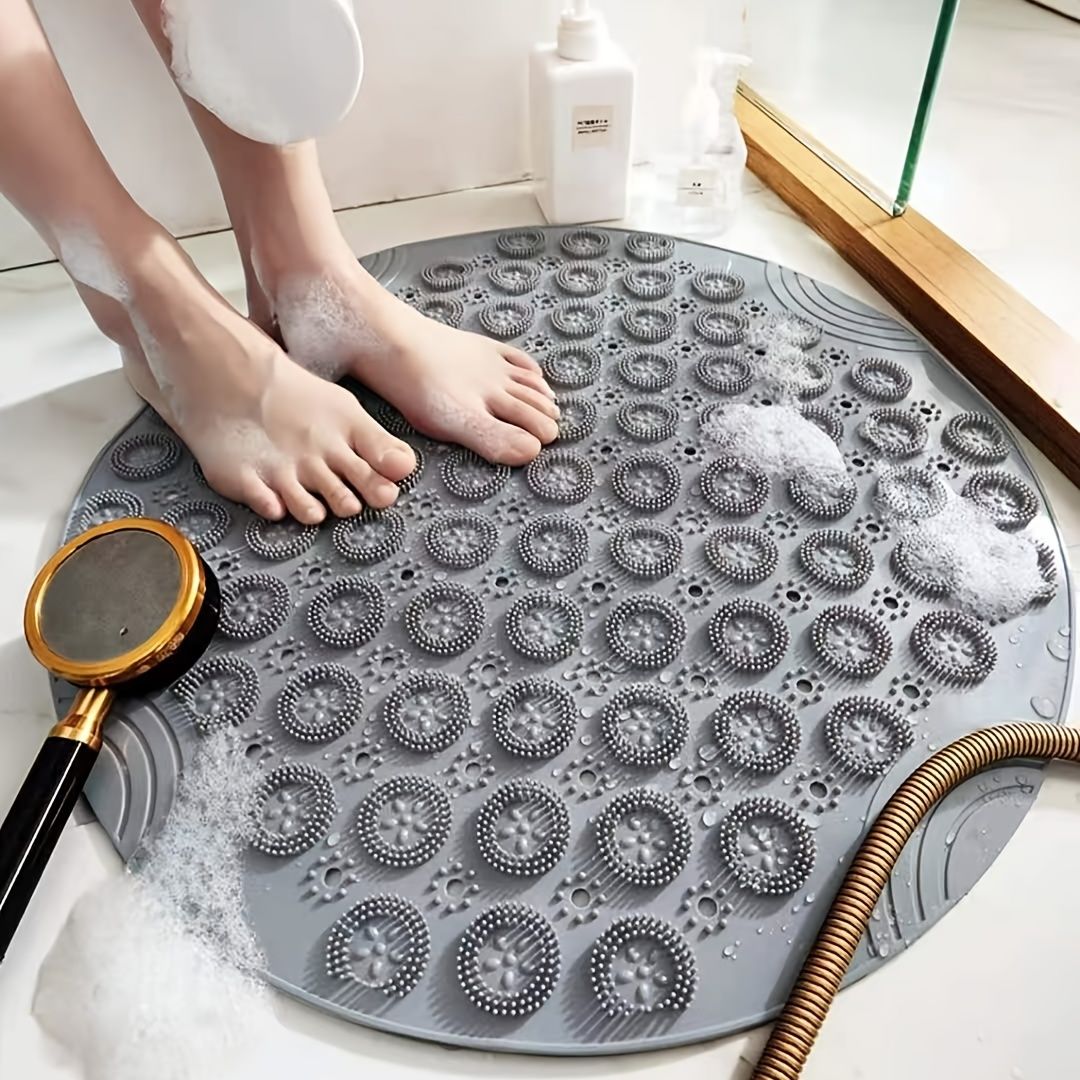 [Anti-slip Bath Mat] Anti-slip Round Bath Mat | Massage Foot Pad Toilet Bath Mat 55cm/21.65in Green — image 2