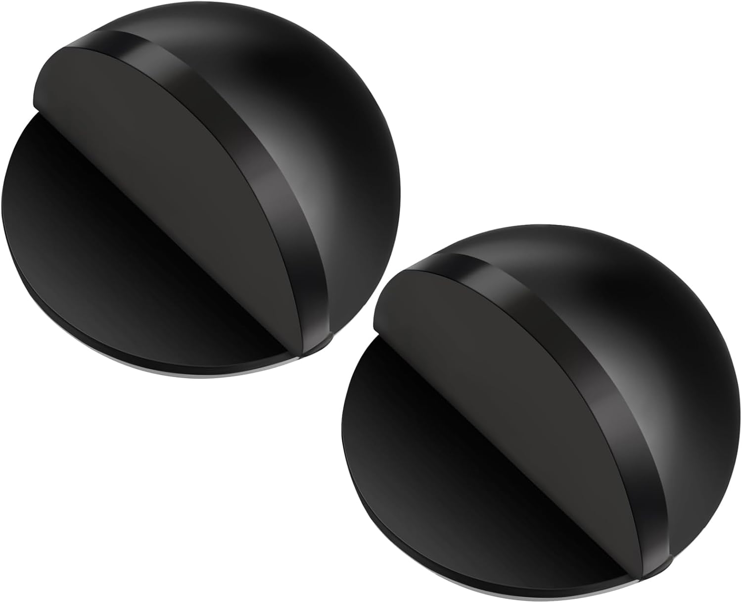 2 Pack Half Moon Floor Door Stoppers with Self-Adhesive No Drill Mounting for Walls, Skirting Boards and Doors, Black