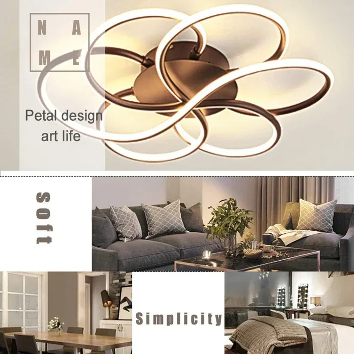 BAMDECOR AD2585 Black Creative Flower Shape Design Ceiling Lamp Acrylic Flush Mount Chandelier — image 4