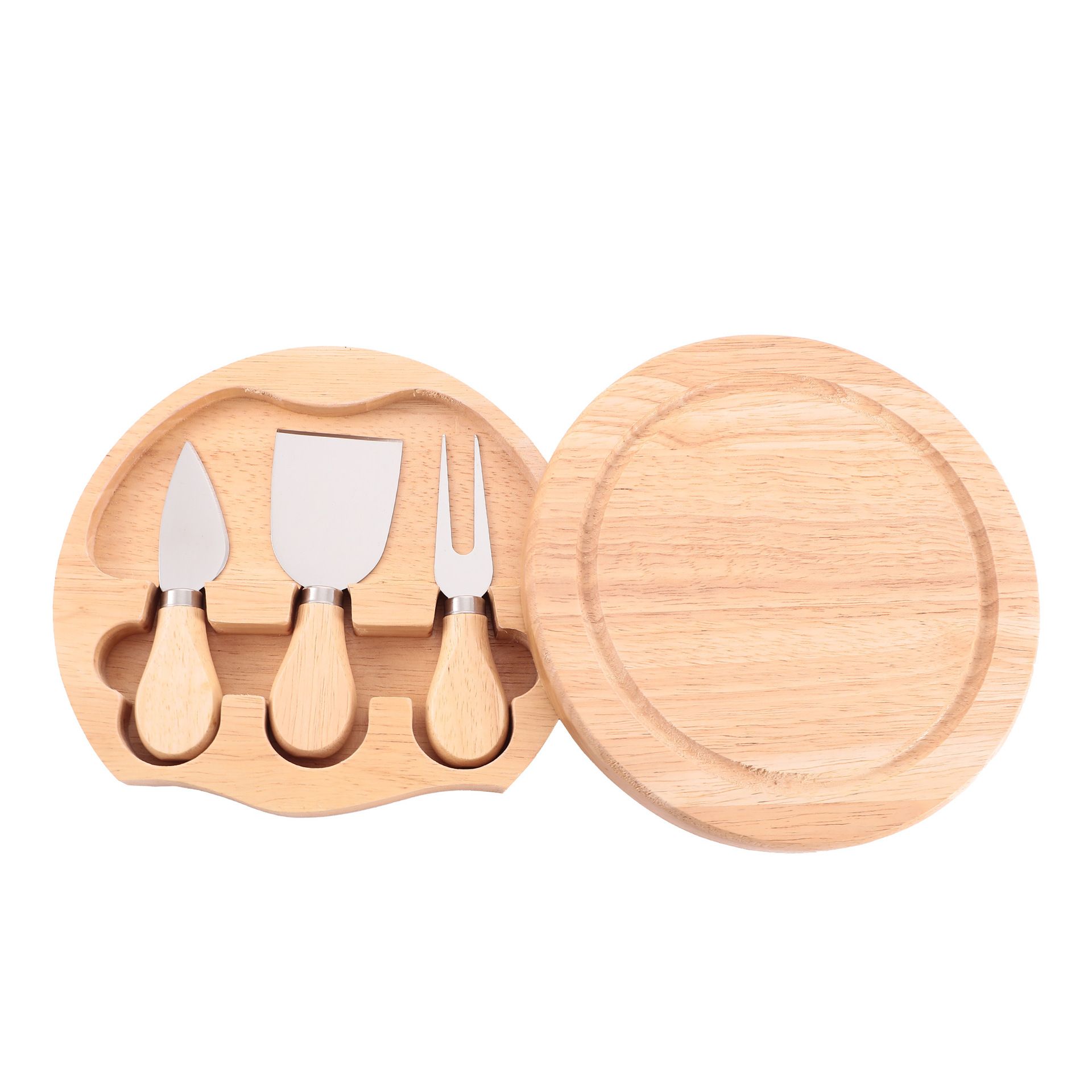 Cheese Board and Knife Set, Novelty Charcuterie Board Set with Stainless Steel Tools and Juice Groove, Two-tiered, Swivel-Open Serving Platter, and Charcuterie