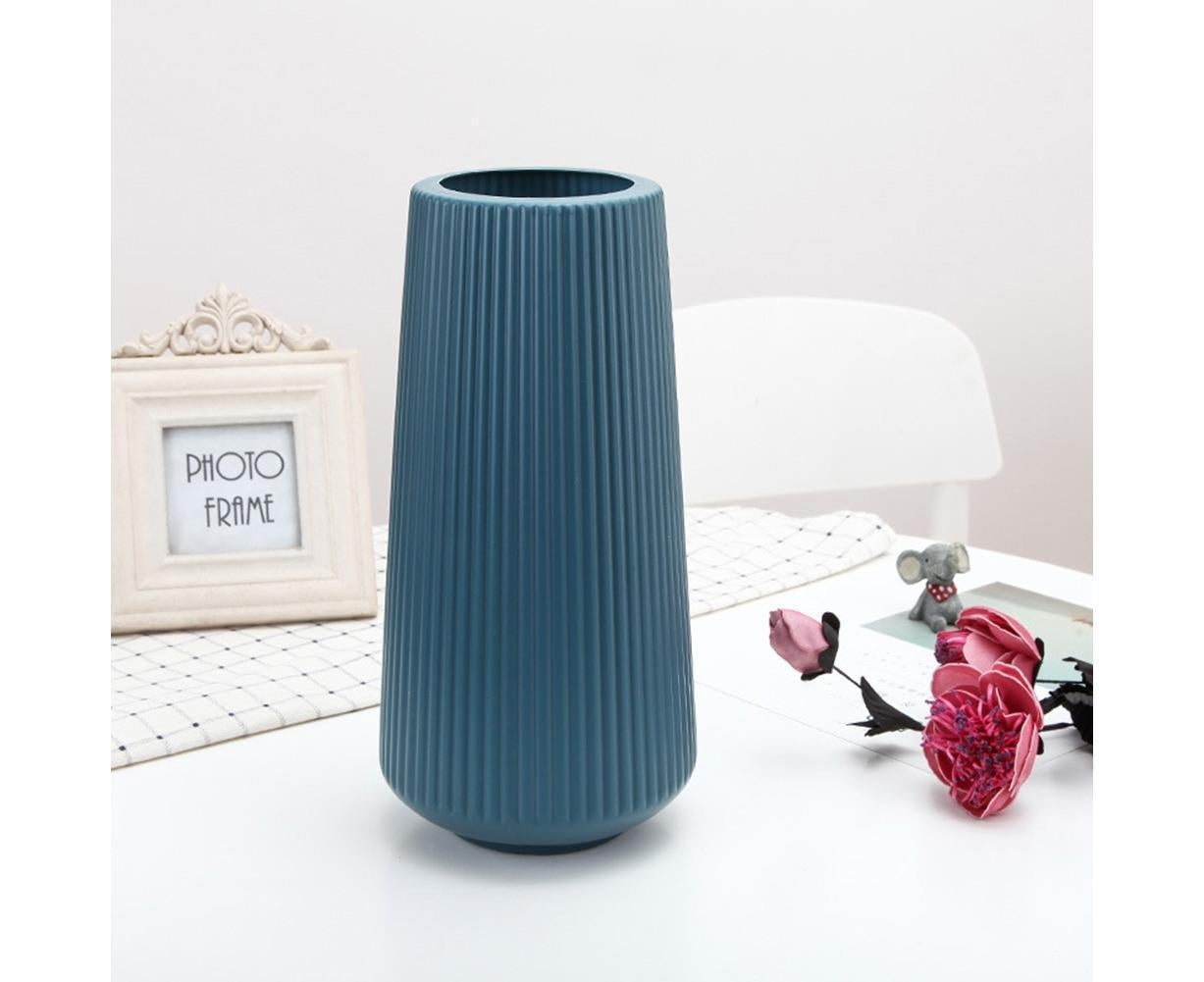 Plastic Nordic Style Vase Dried Flower Arrangement Pot Holder Home Office Decor-Blue — image 4